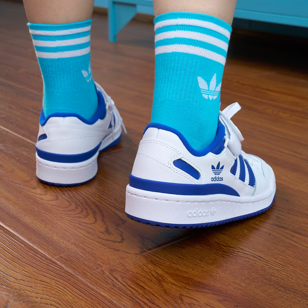 Подростковые кроссовки Adidas Originals Forum Low J White/Blue GS