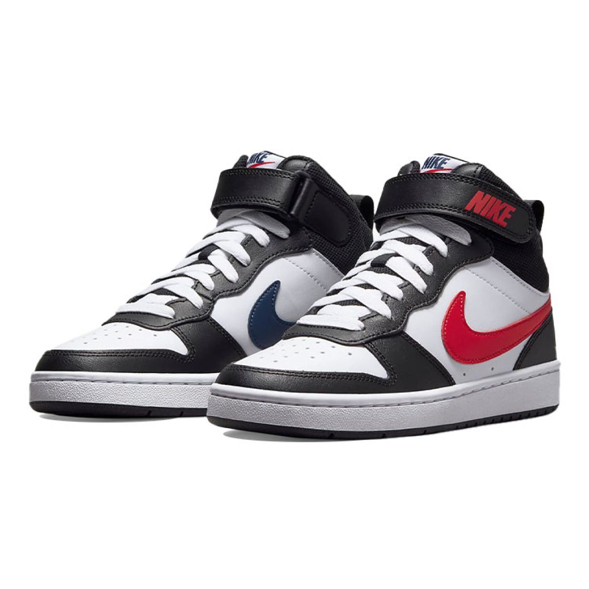 Подростковые кроссовки Nike Court Borough 2 Mid White Black/University Red GS