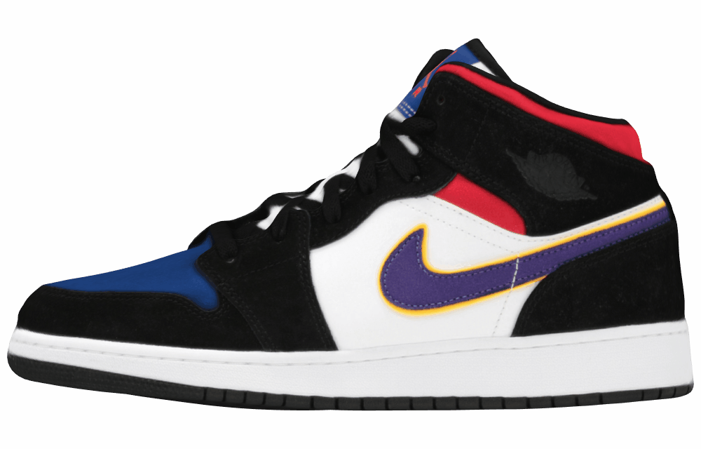 Подростковые кроссовки Air Jordan 1 Mid "Lakers Top 3" Black/Violet GS