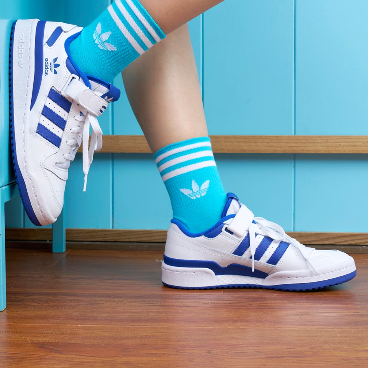 Подростковые кроссовки Adidas Originals Forum Low J White/Blue GS