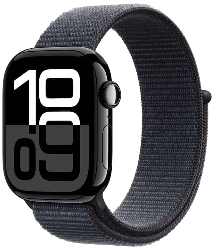 Умные смарт-часы Apple Watch Series 10, 42мм, GPS+Cellular, Jet Black Aluminum Case, Black Nylon Band