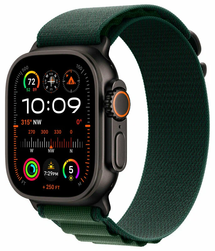 Умные смарт-часы Apple Watch Ultra 2 (2024) 49мм, GPS+Cellular, Natural Titanium Case, Dark Green Alpine Loop