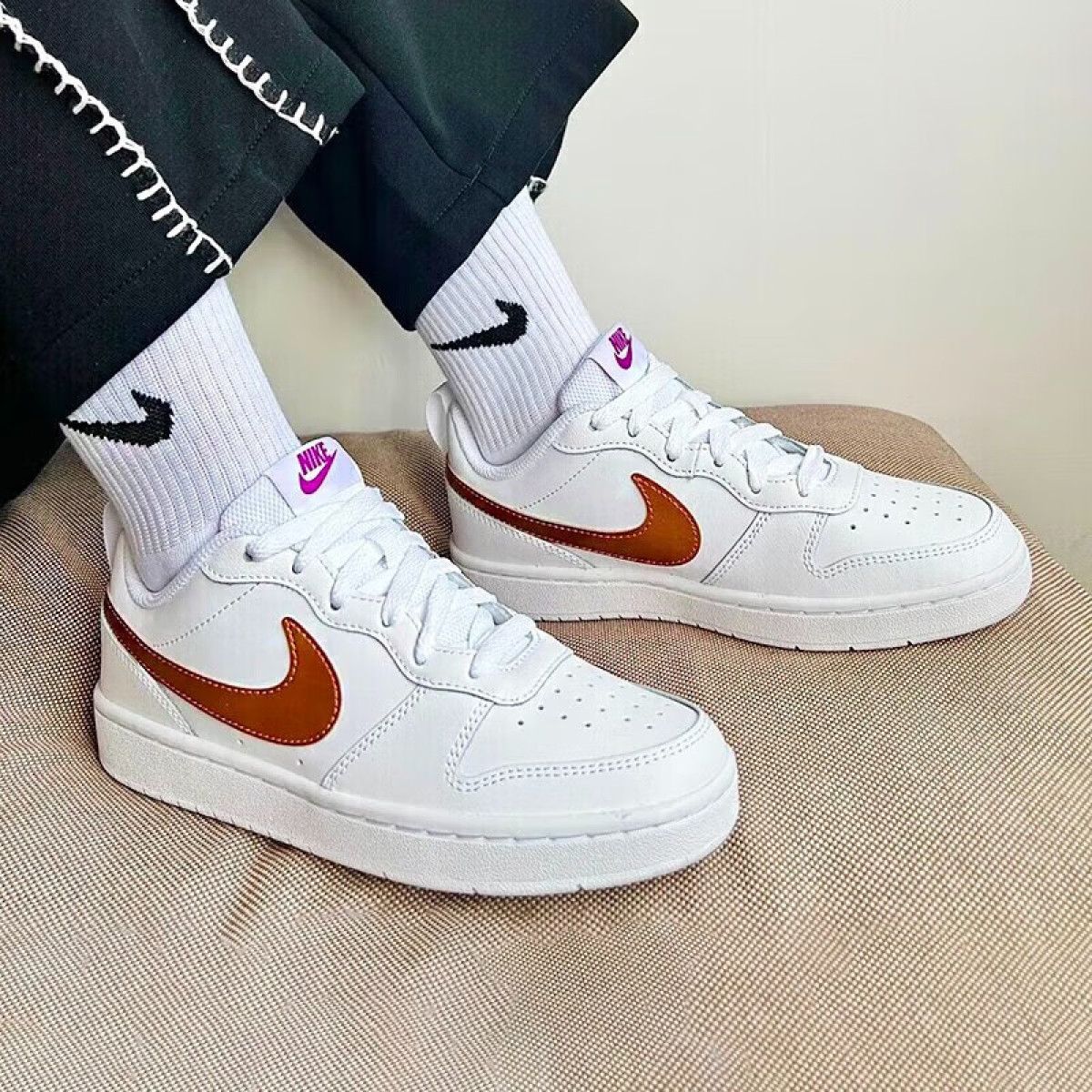 Подростковые Nike Court Borough White/Orange GS