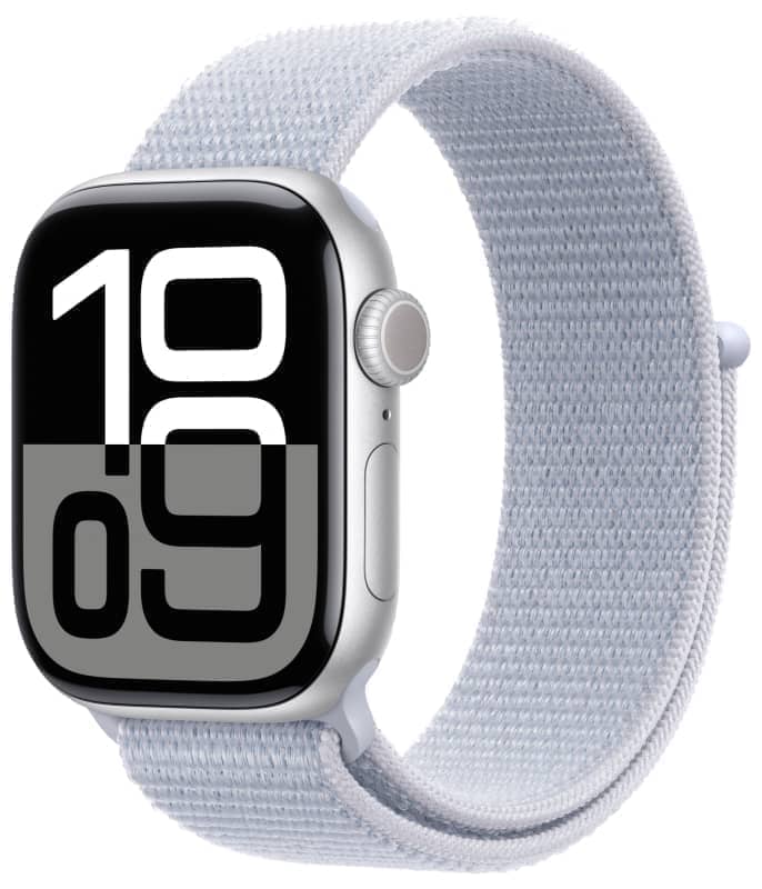 Умные смарт-часы Apple Watch Series 10, 42мм, GPS+Cellular, Jet Black Aluminum Case, Smoky Blue Nylon Band