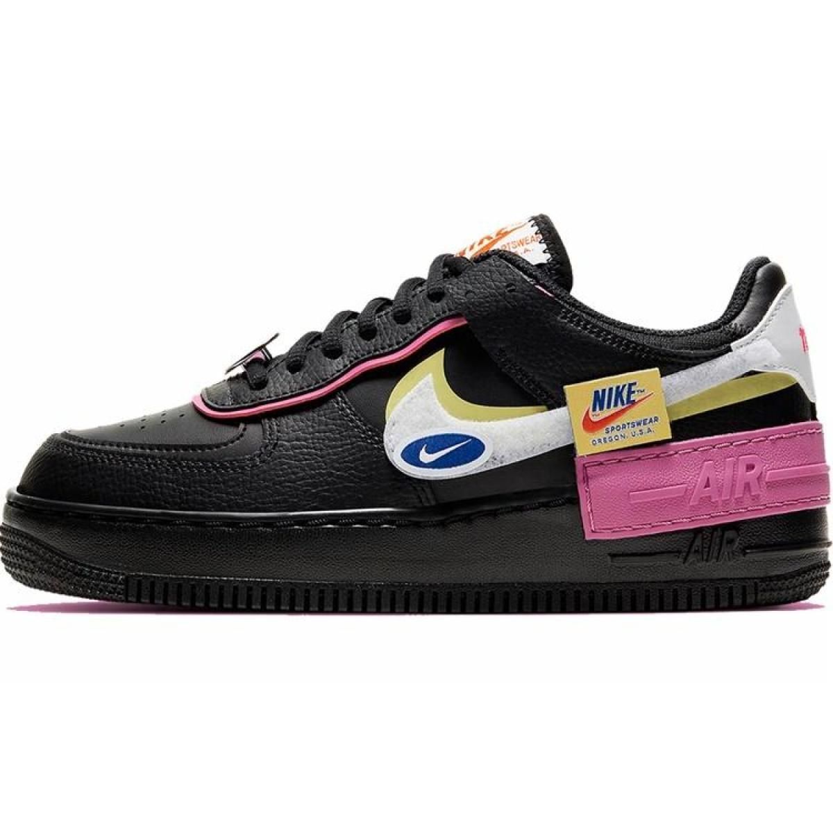 Женские кроссовки Nike Air Force 1 Low Shadow Removable Patches Black/Pink