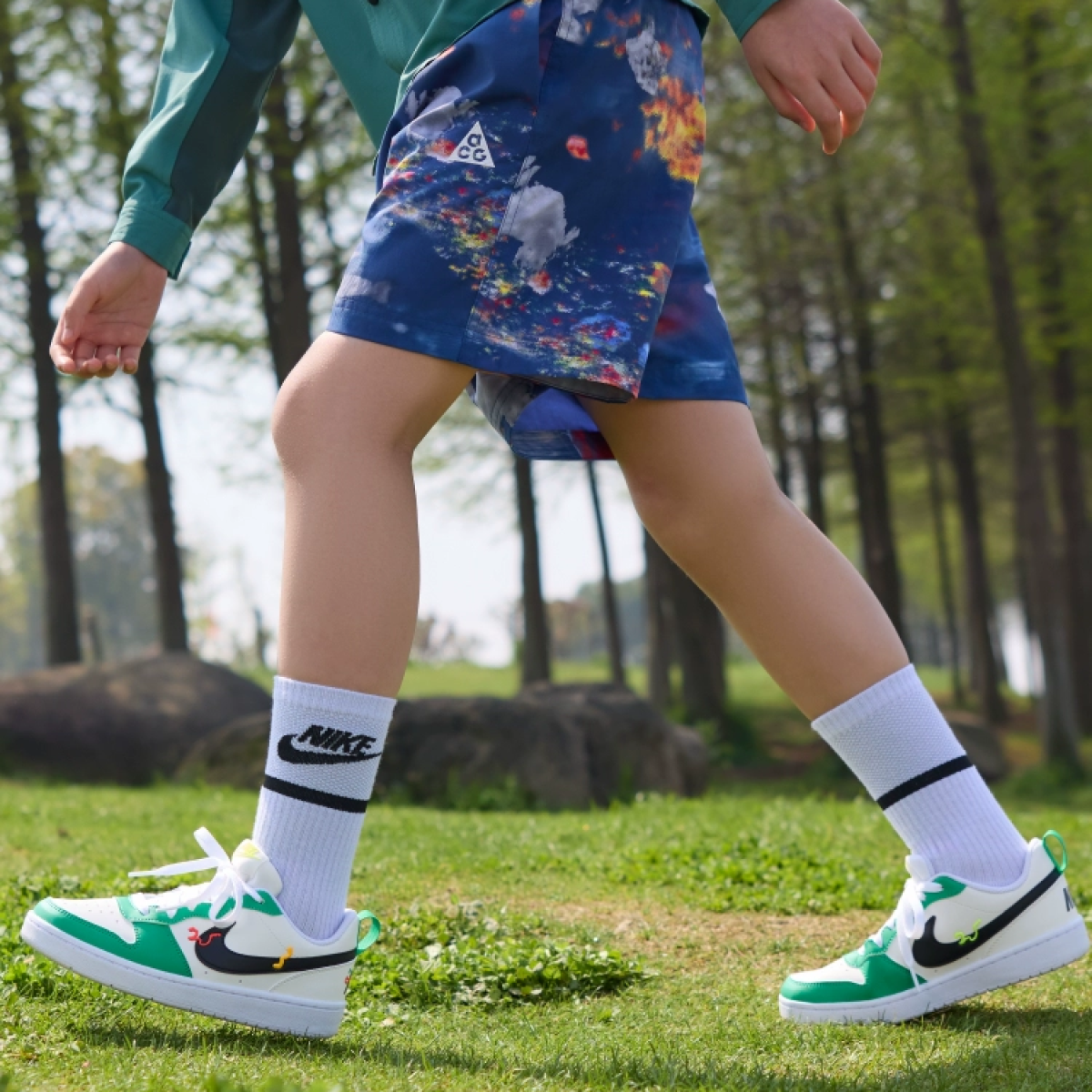 Подростковые кроссовки Nike Court Borough Whiye/Green GS