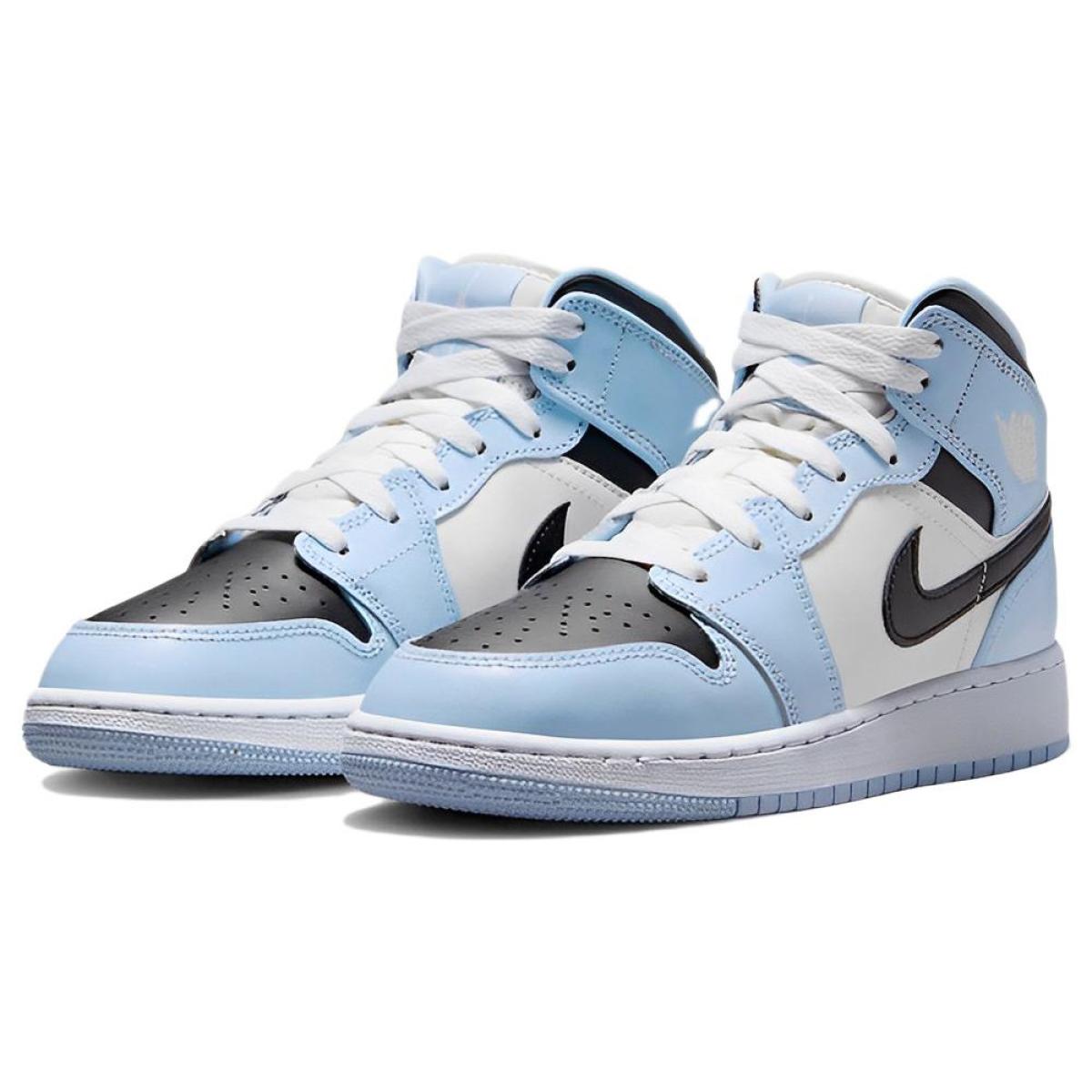 Подростковые кроссовки Jordan 1 Mid Ice Blue GS