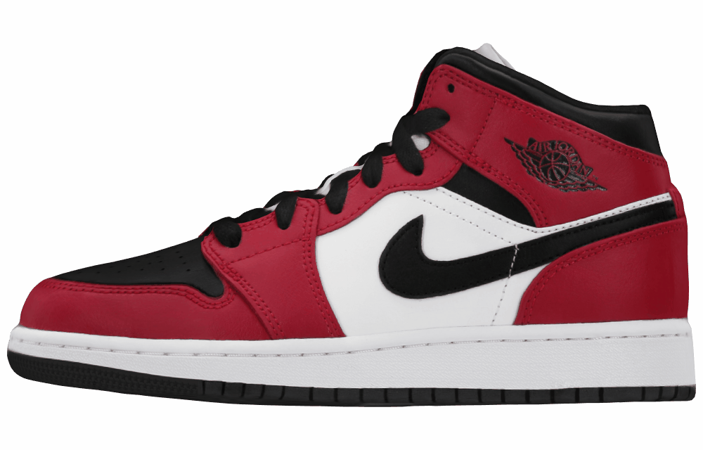 Подростковые кроссовки Air Jordan 1 Mid "Chicago Black Toe" GS