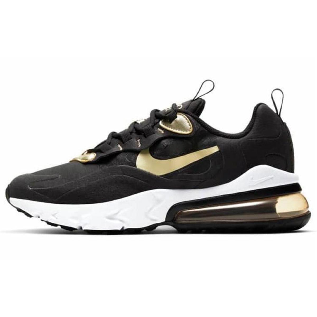 Женские кроссовки Nike Air Max 270 React Black/White/Gold