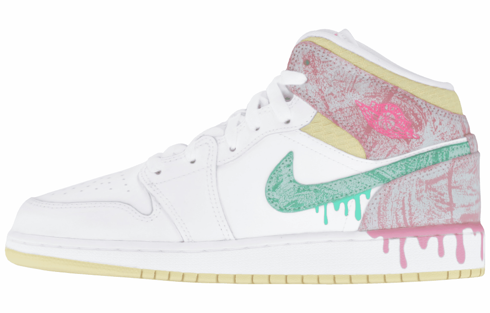 Подростковые кроссовки Air Jordan 1 Mid "Paint Drip" GS