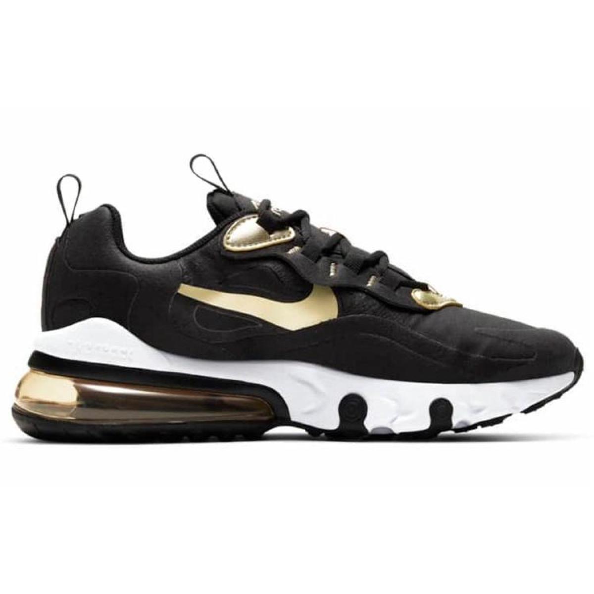 Женские кроссовки Nike Air Max 270 React Black/White/Gold