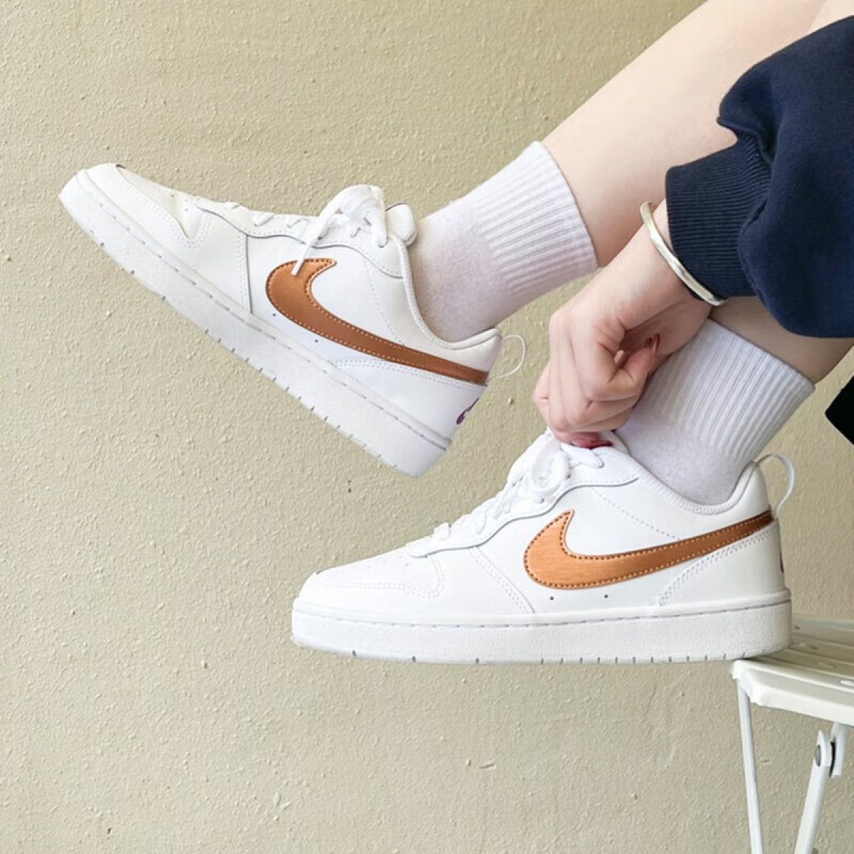 Подростковые Nike Court Borough White/Orange GS