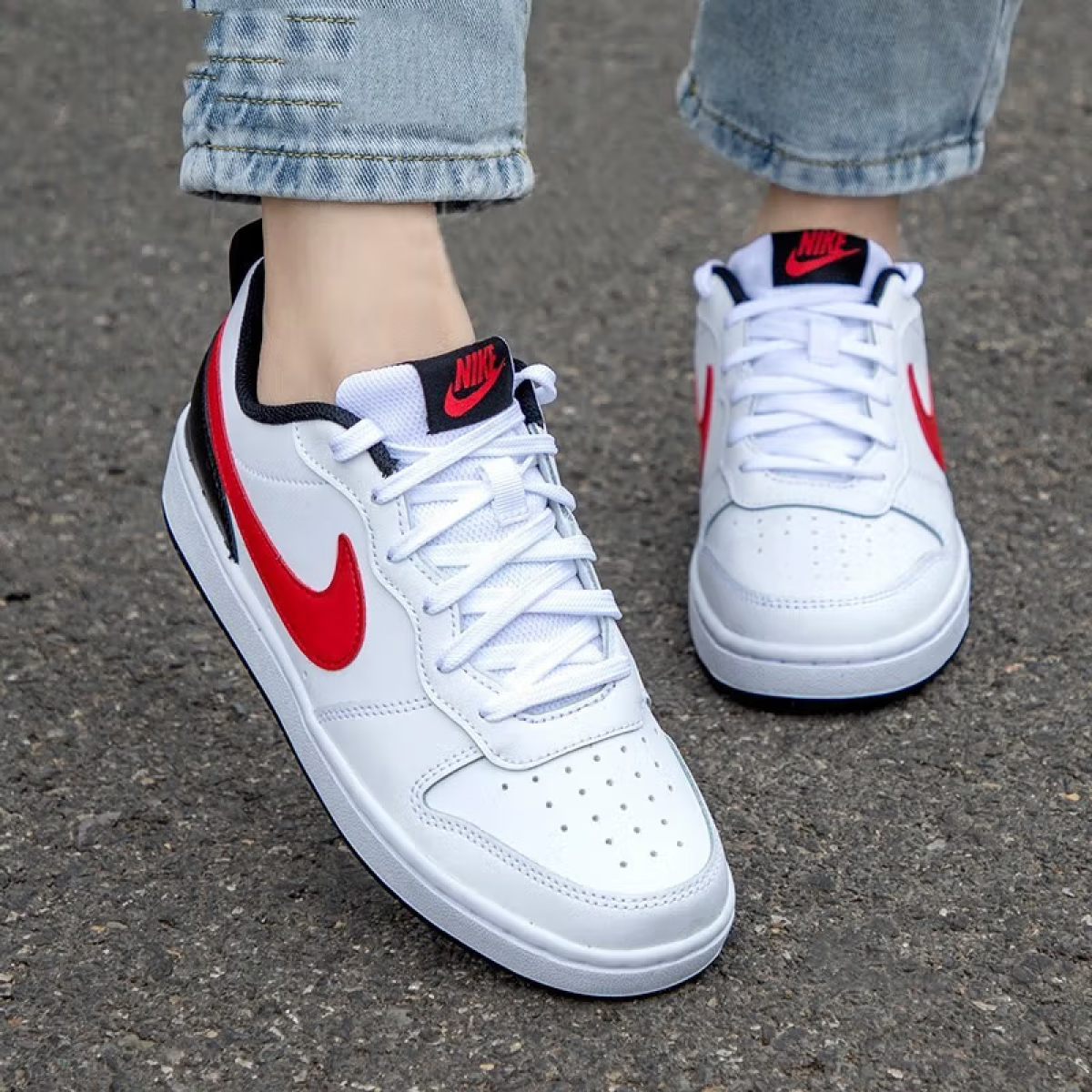 Подростковые кроссовки Nike Court Borough 2 Low White/University Red GS