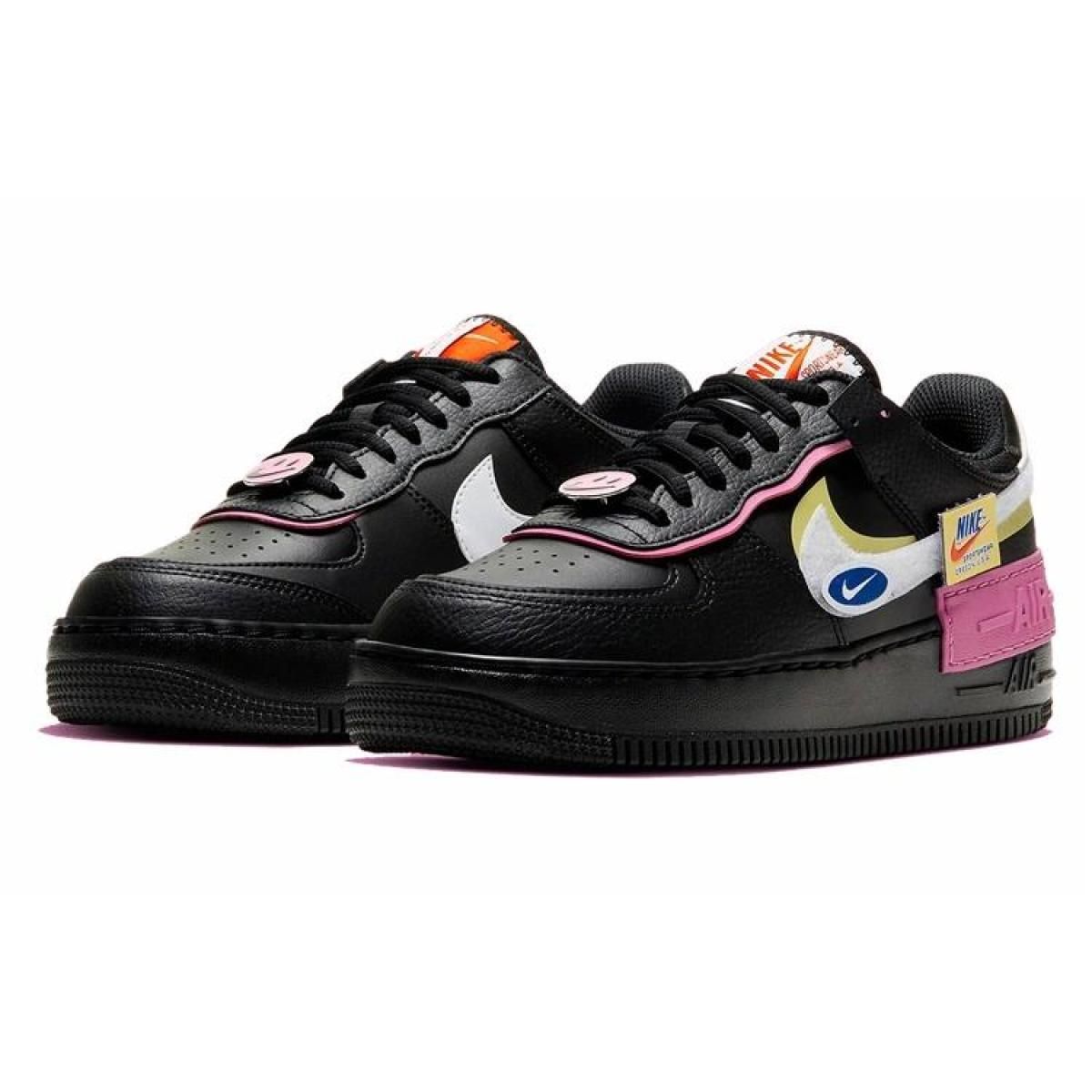 Женские кроссовки Nike Air Force 1 Low Shadow Removable Patches Black/Pink