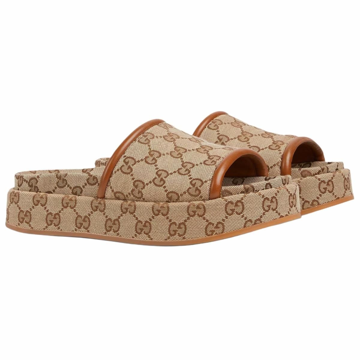 Женские шлёпанцы GUCCI GG Brown