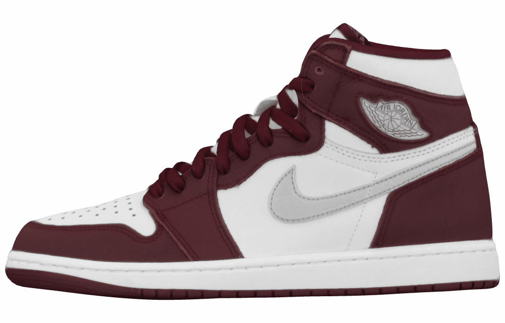 Кроссовки Air Jordan 1 Retro High OG Bordeaux Unisex Red White Metallic-Silver