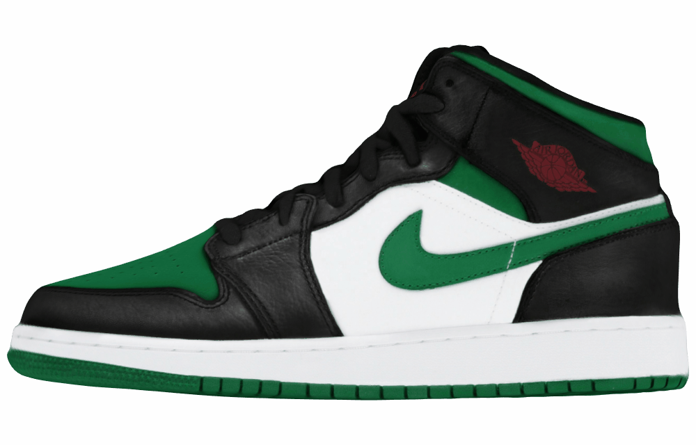 Подростковые кроссовки Jordan 1 Mid Green Toe GS