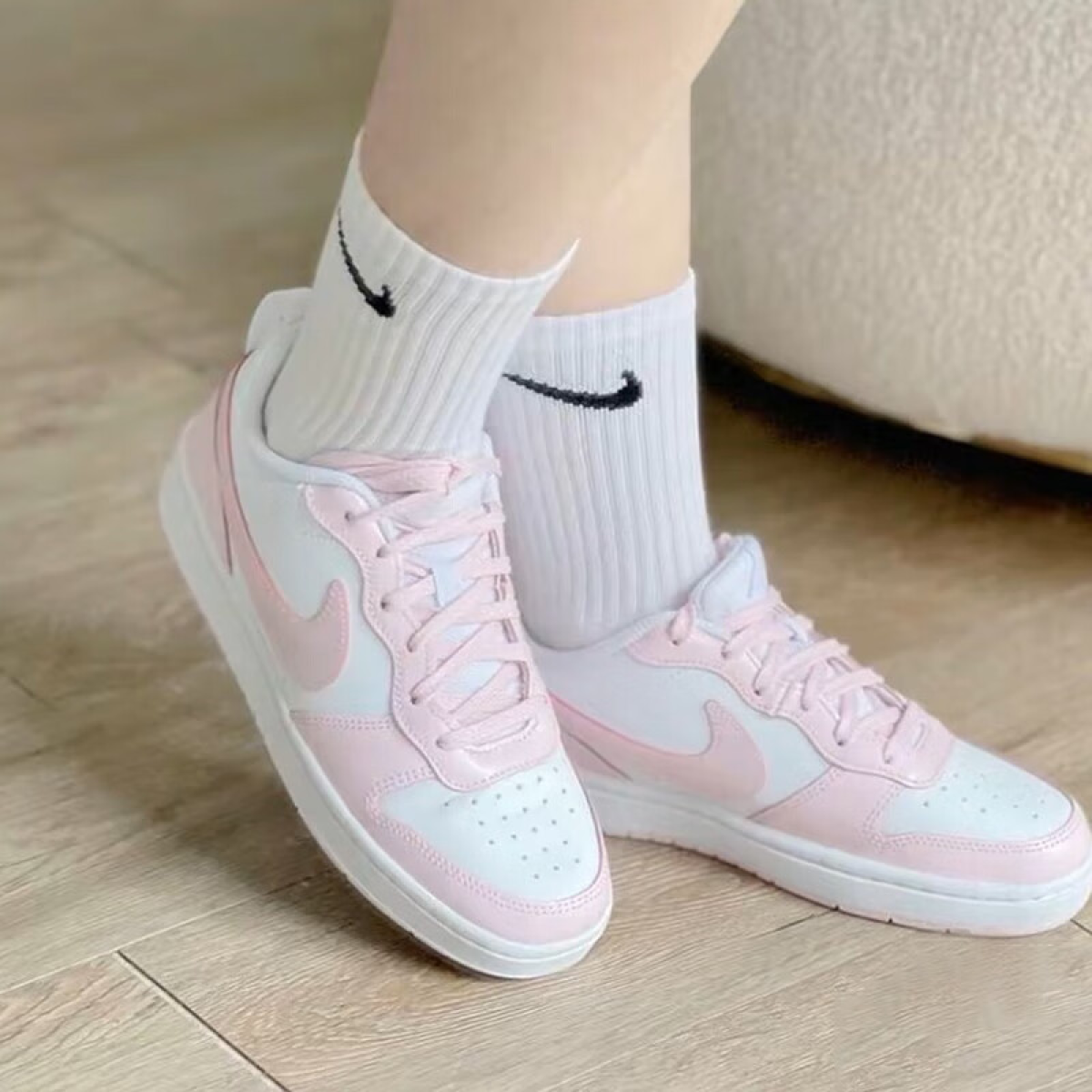 Подростковые Nike Court Borough Low 2 White/Pink GS