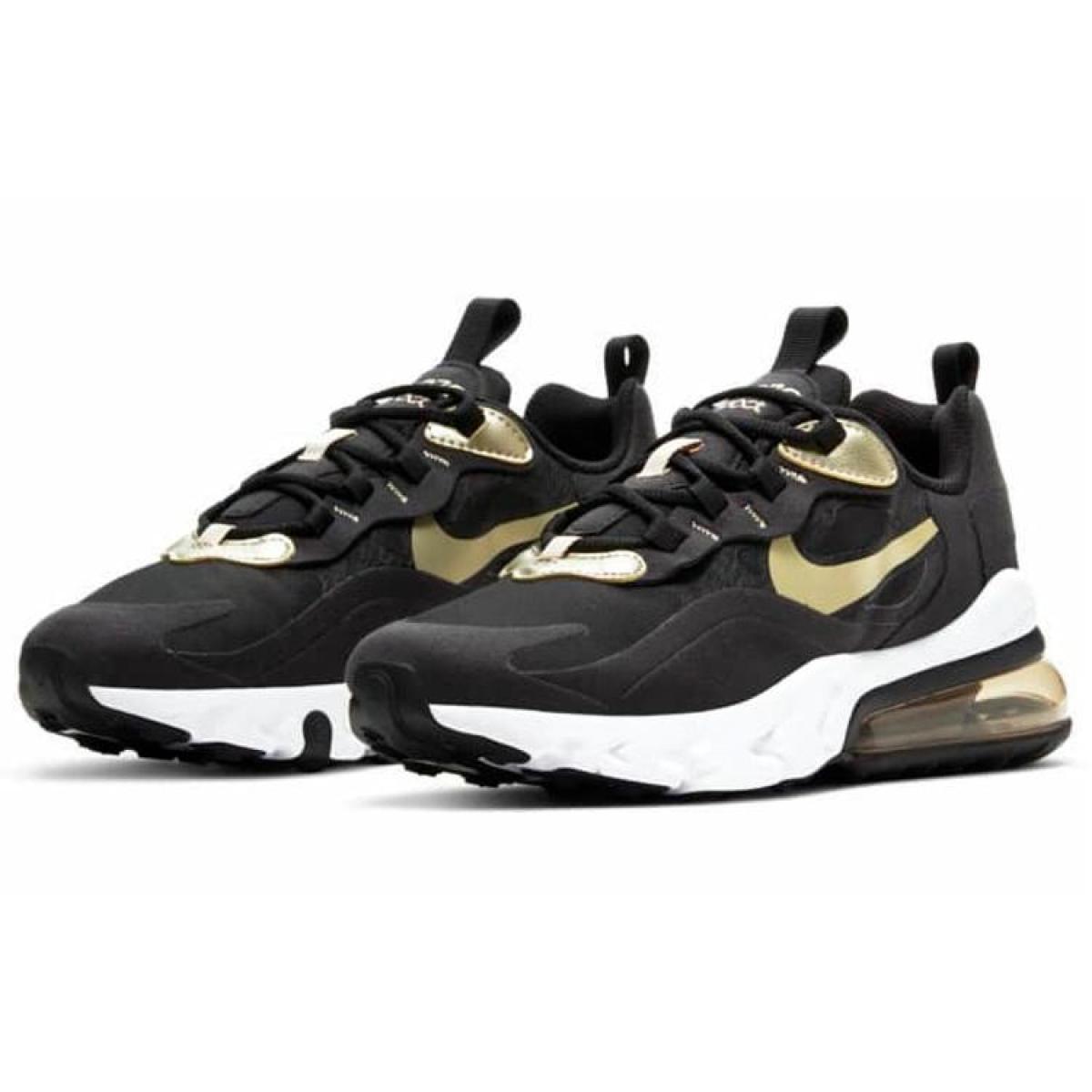 Женские кроссовки Nike Air Max 270 React Black/White/Gold
