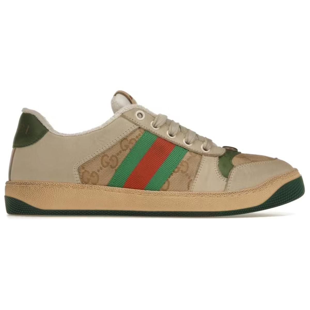 Женские кеды Gucci Screener Distressed Green/Orange