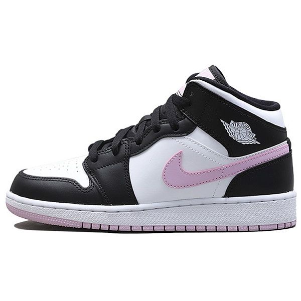 Подростковые кроссовки Air Jordan1 Mid Black/White/Violet GS
